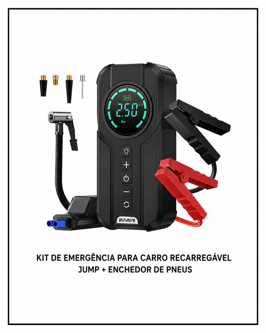 Kid de Emergência Para Carro Recarregavel Jump + Enchedor De Pneus
